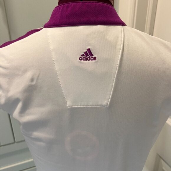 ADIDAS Climacool Stretch Women's Golf Polo Shirt Size Small Purple Blue White - Picture 11 of 15